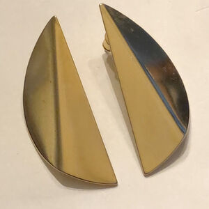 Vintage Gold Tone Funky Retro Statement Pierced Earrings